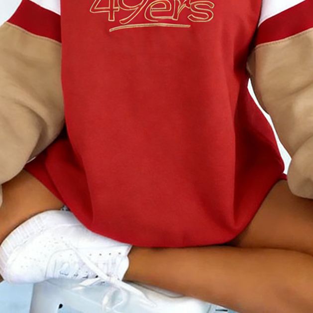 [Copy]Women's Vintage New York Jets Football Embroidery V-Neck Long-Sleeved Sweatshirt