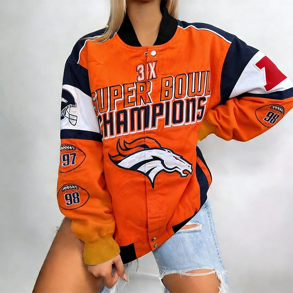 Denver Broncos Football Team Printed Legacy Orange Jacket 