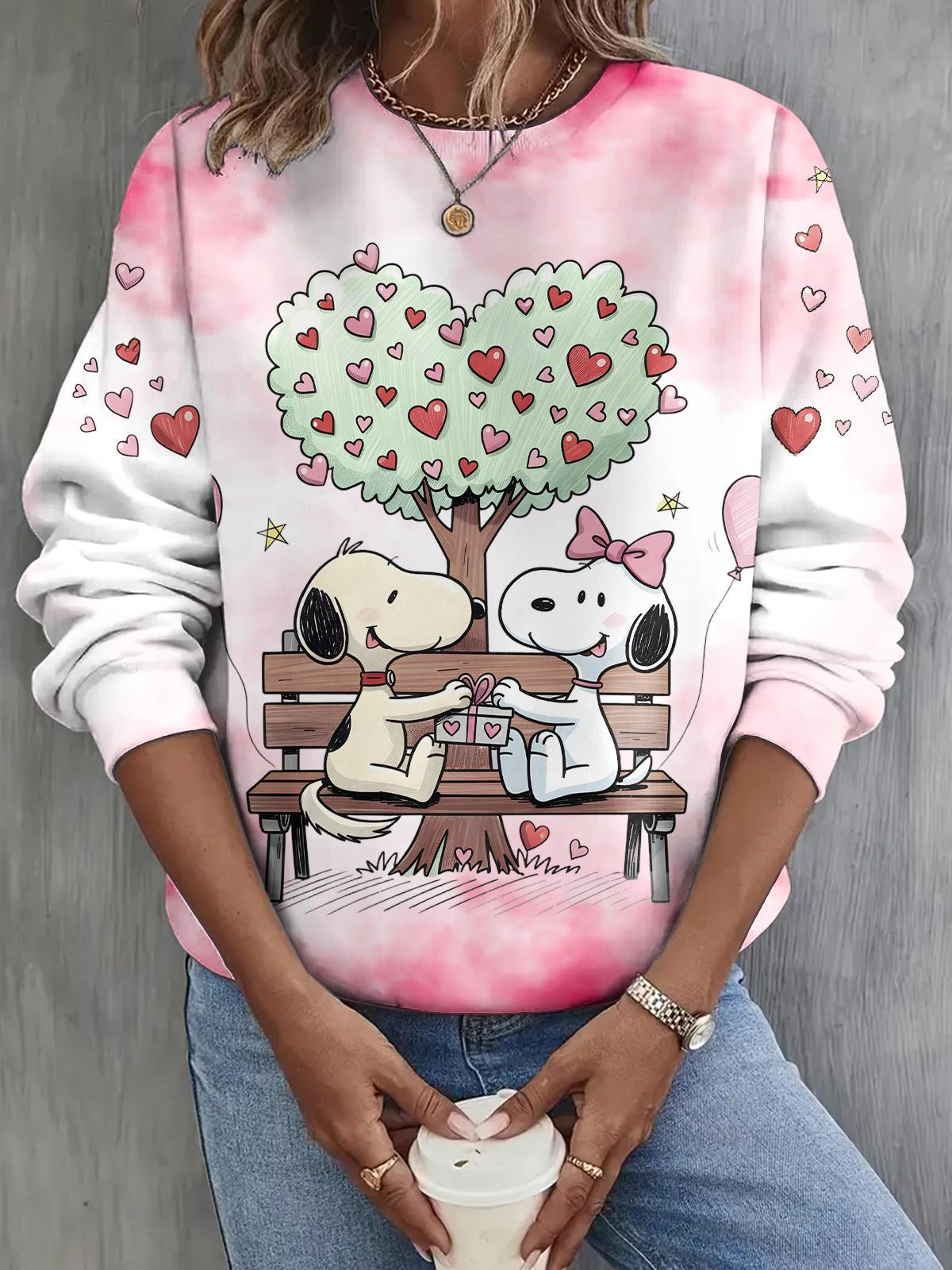 Romantic Snoopy Long Sleeve Casual Top