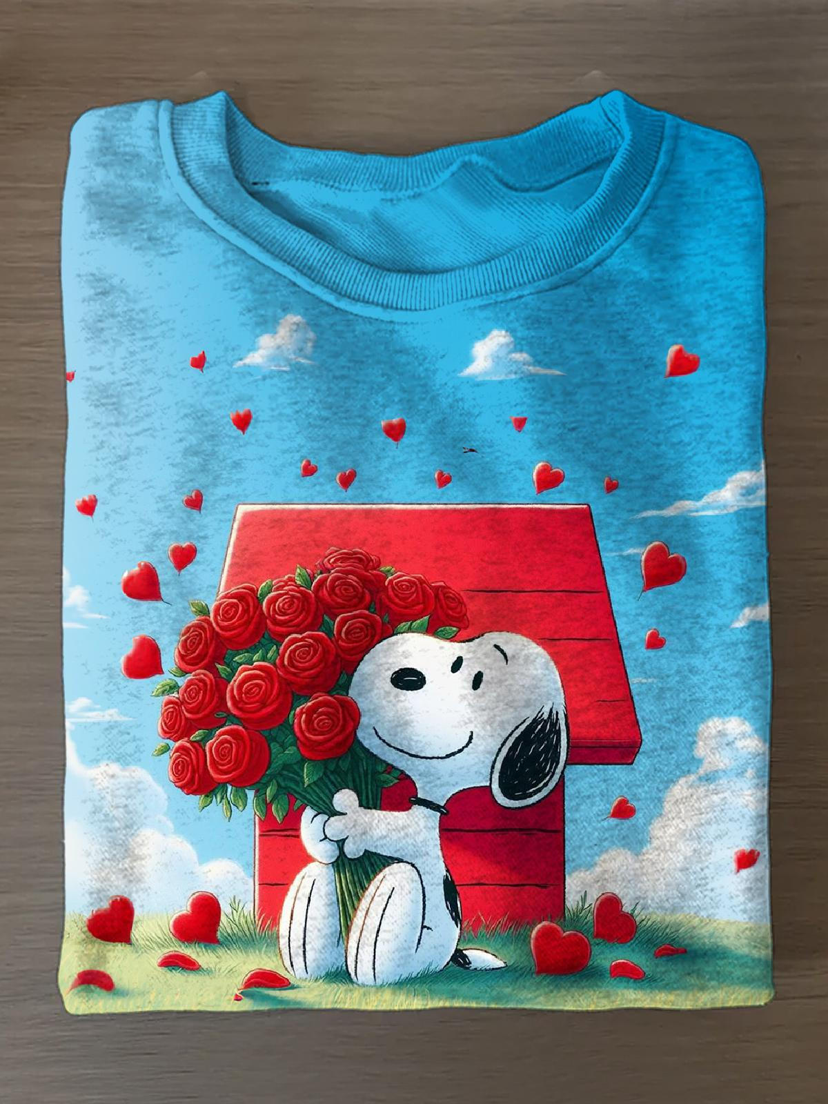 Snoopy Rose Printed Long Sleeve Casual Top