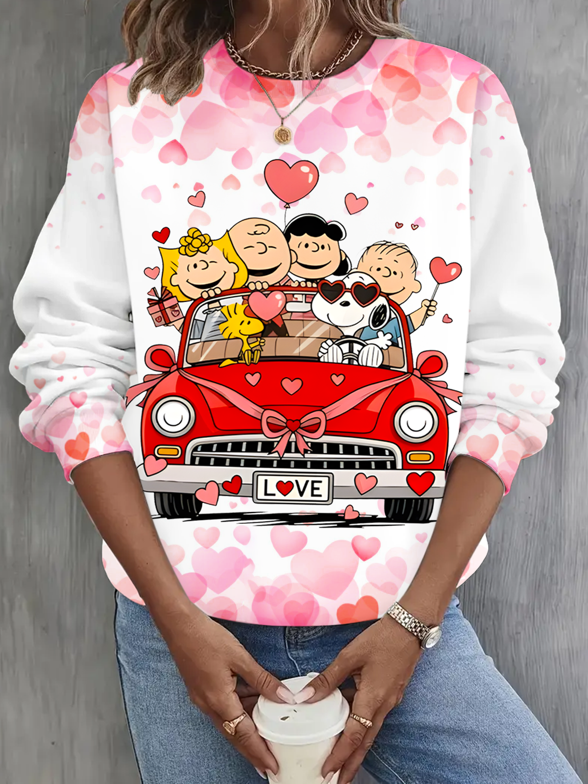 Cute Dog Friends Couple Valentine Long Sleeve Casual Top