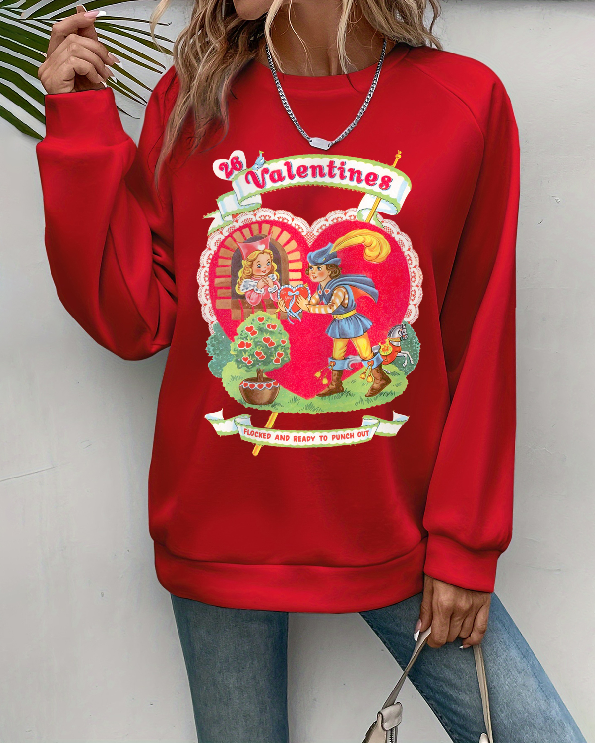 Vintage Valentine Graphic Sweatshirt  Crew Neck  Print Sweatshirt 
