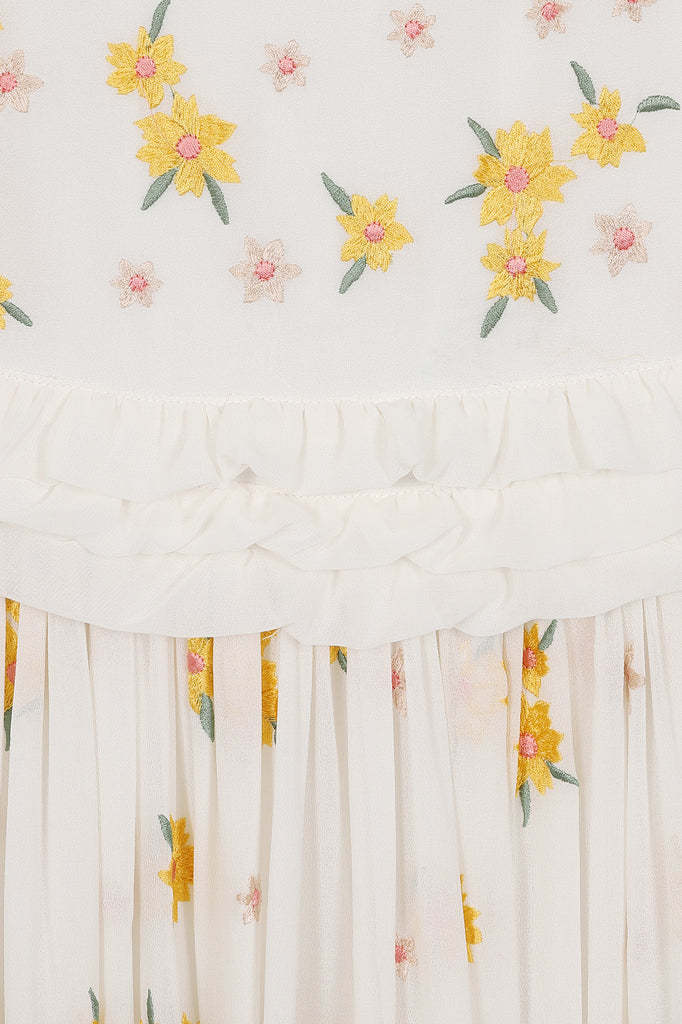 White Floral Embroidered Maxi Dress