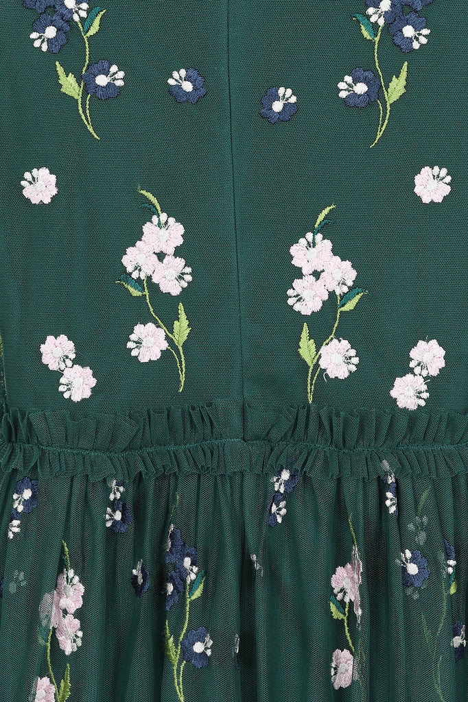 Alpine Green Floral Embroidered Maxi Dress