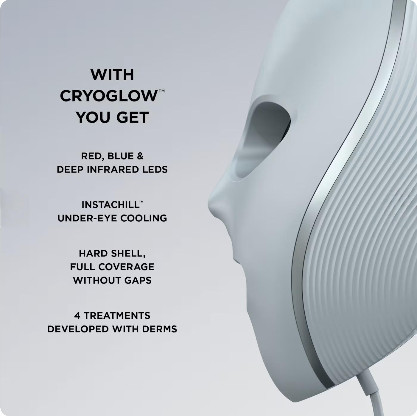 Red Blue & Infrared iQLED Face Mask & Under Eye Cooling