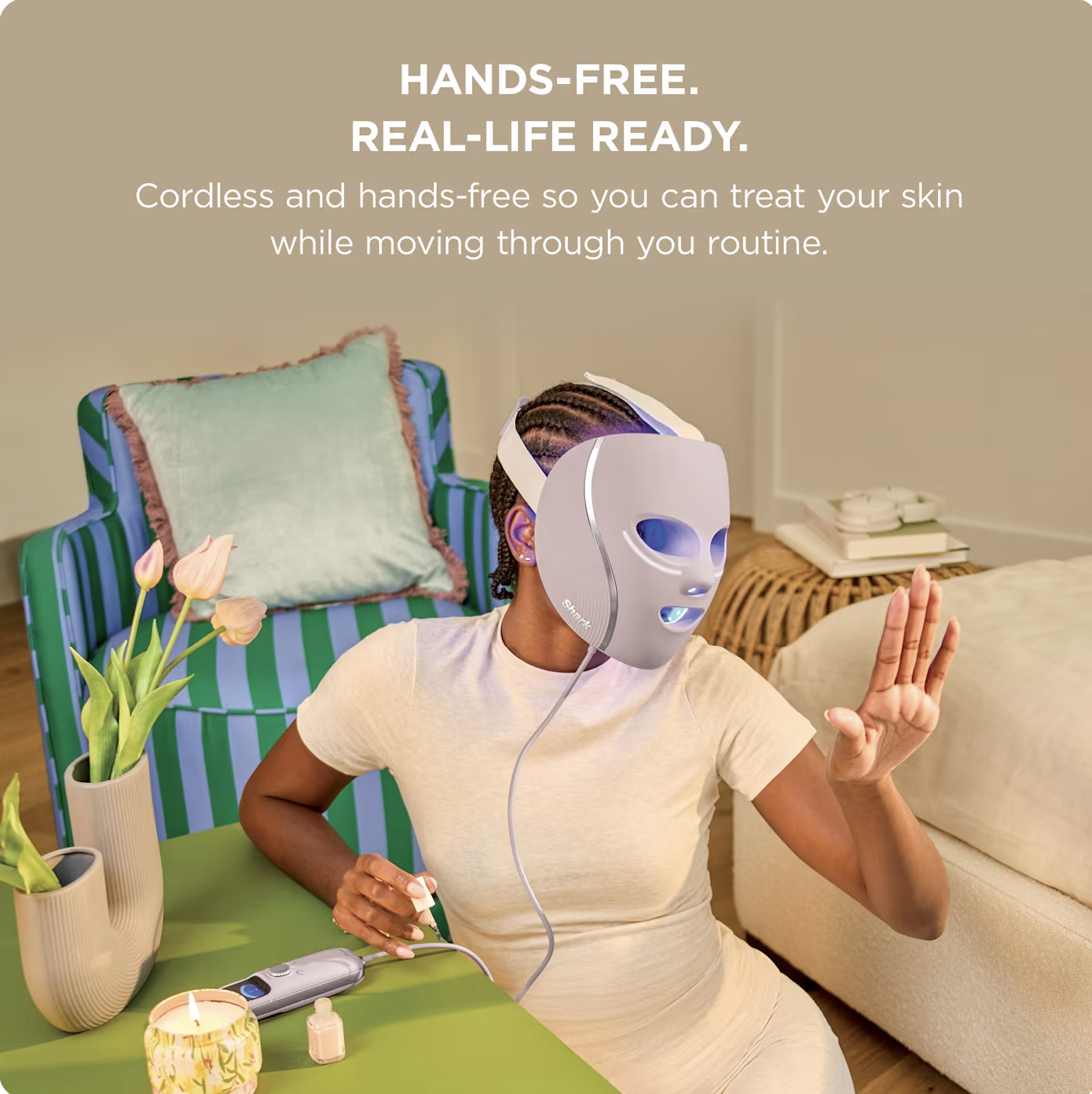 Red Blue & Infrared iQLED Face Mask & Under Eye Cooling