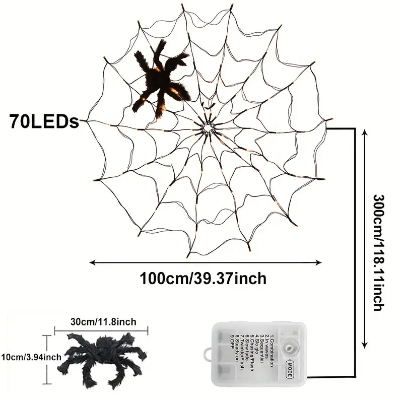  Halloween Spider🕷️ Web Lights💡