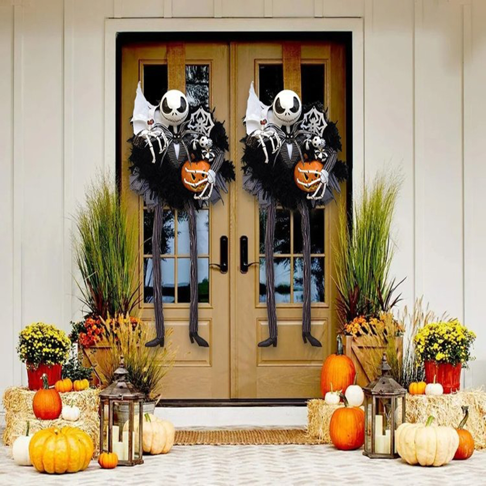 120cm Halloween Christmas Wreath For Front Door Windows Large Black Horror