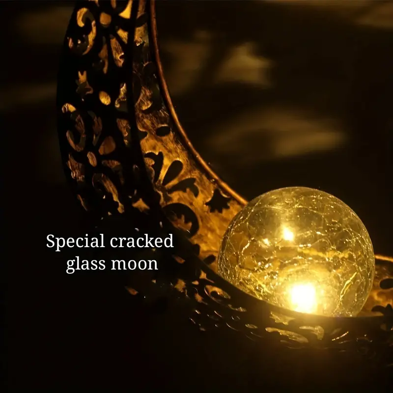 🌕 Garden Solar Lights Outdoor Moon Crackle Glass Globe 🌕 