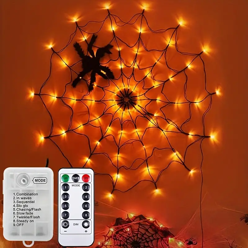  Halloween Spider🕷️ Web Lights💡