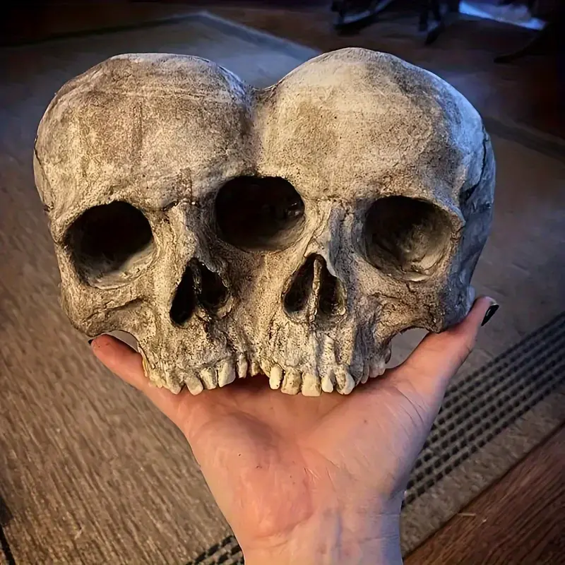 💀Resin Skull Planter, Halloween Decoration Gothic  Head Flower  Pot Carved，1 set🎃