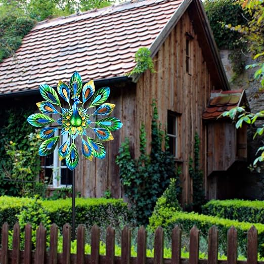 🦚Solar Peacock Wind Spinner with Color-changing LED lights🔥
