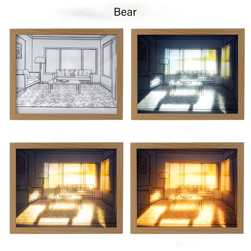 Luminous Painting Decoration The Art of LED Glowing Photo Frame,3 Color Lighting Acrylic Desktop  