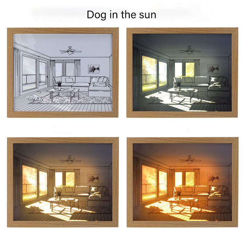 Luminous Painting Decoration The Art of LED Glowing Photo Frame,3 Color Lighting Acrylic Desktop  