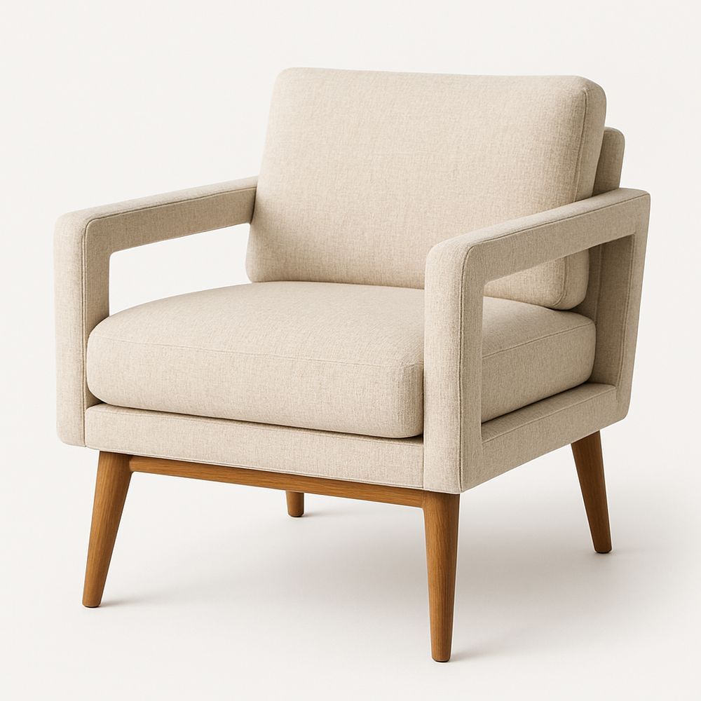 Sessel Beige Leinen Holz 75x75x80 cm-Casabrillia