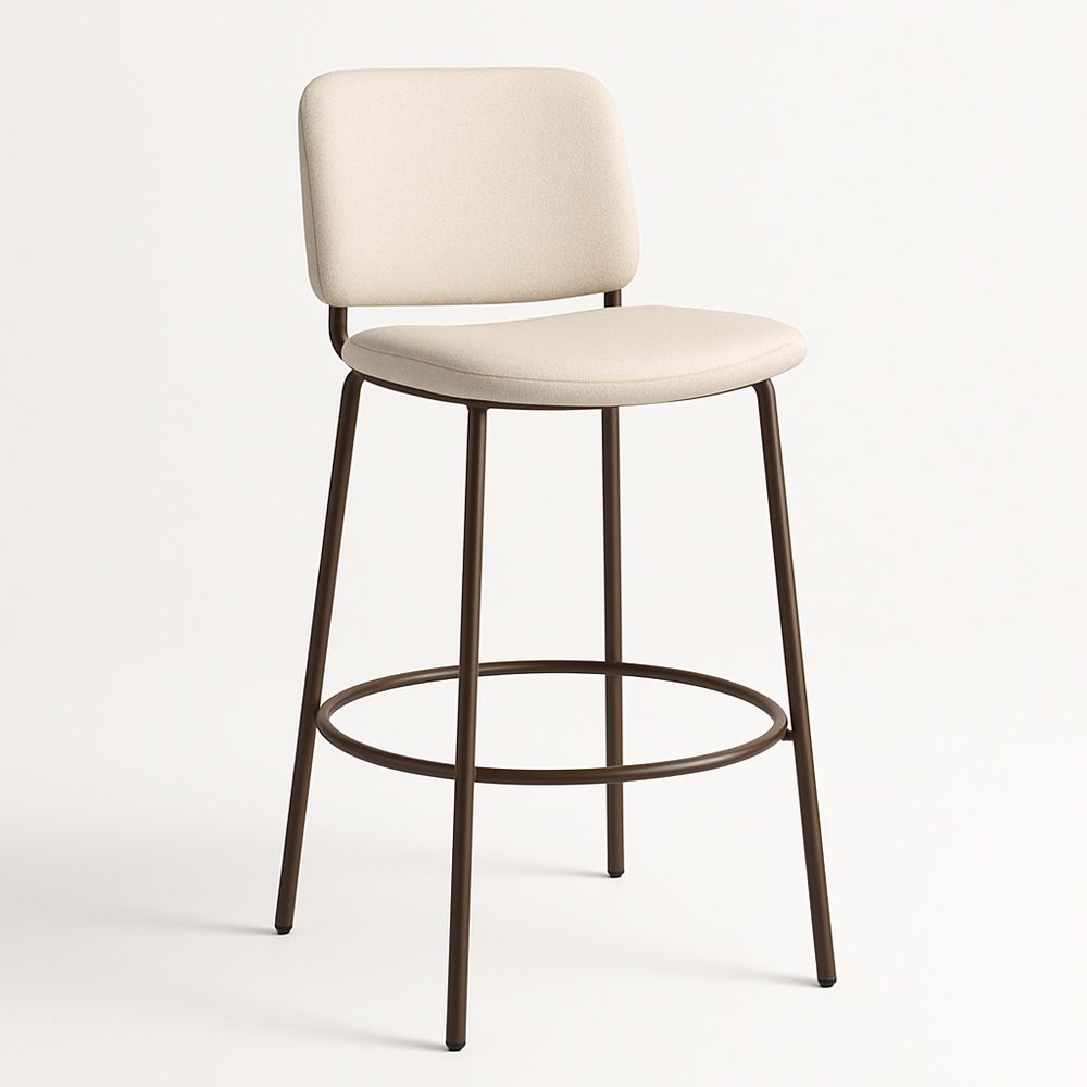 Barhocker Stoff Metall beige/braun 45x45x100 cm-Casabrillia