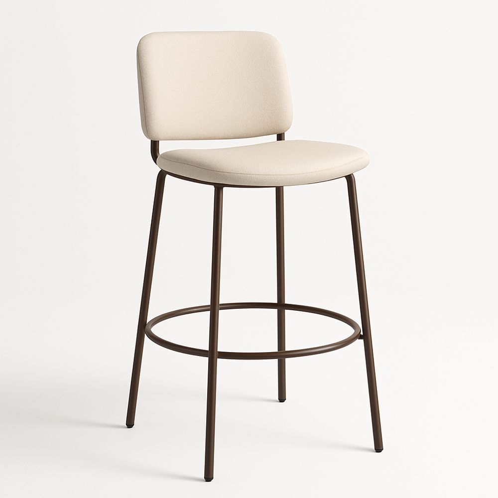 Barhocker Stoff Metall beige/braun 45x45x100 cm-Casabrillia