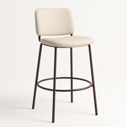 Barhocker Stoff Metall beige/braun 45x45x100 cm-Casabrillia