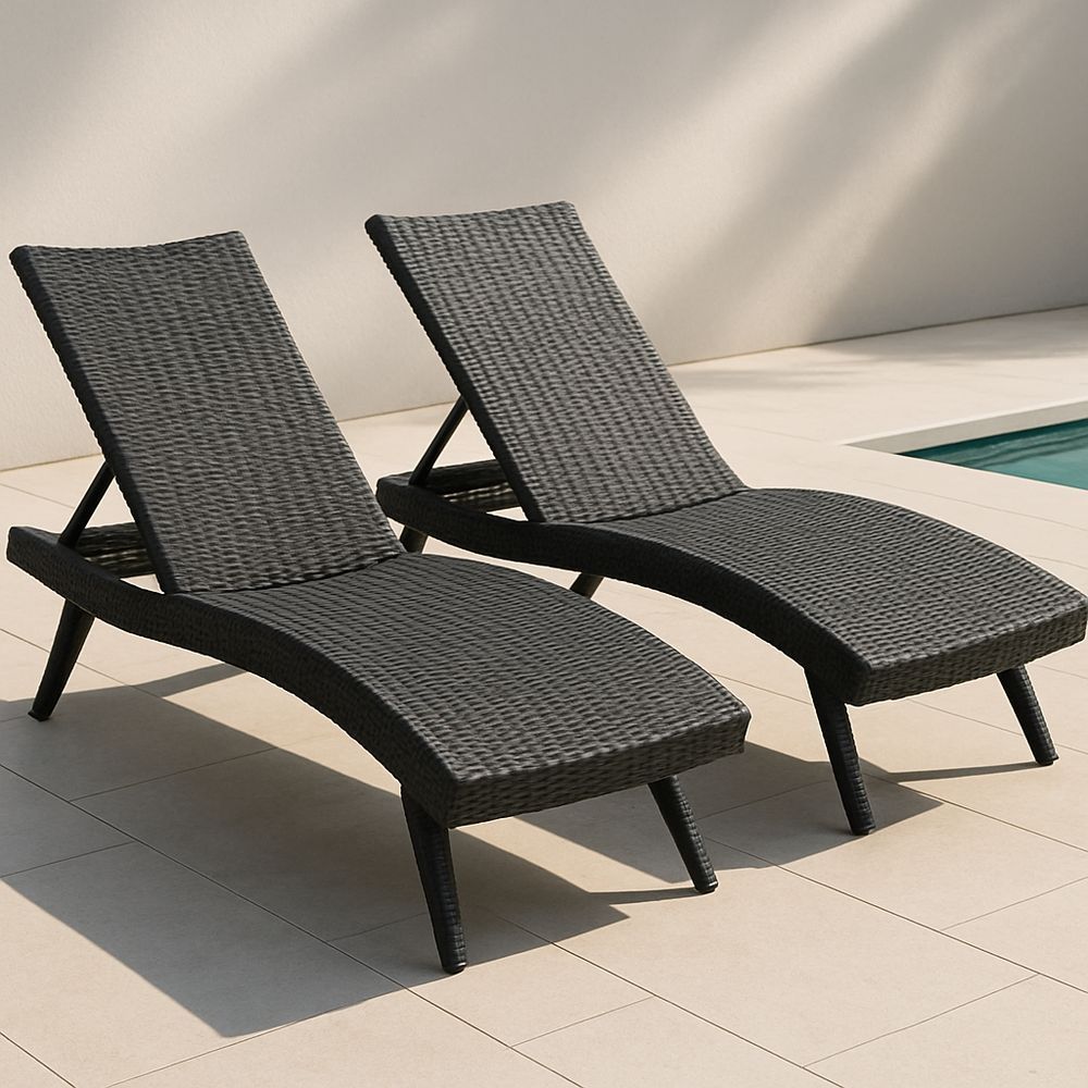Gartenliege Set aus Polyrattan Schwarz-Casabrillia