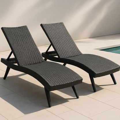 Gartenliege Set aus Polyrattan Schwarz-Casabrillia