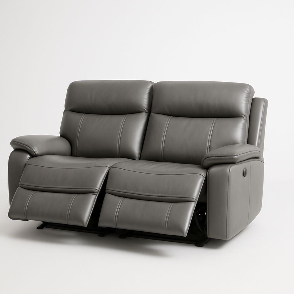 Zweisitzer-Sofa Relaxfunktion PU-Leder Grau-Casabrillia