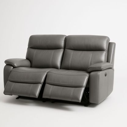 Zweisitzer-Sofa Relaxfunktion PU-Leder Grau-Casabrillia