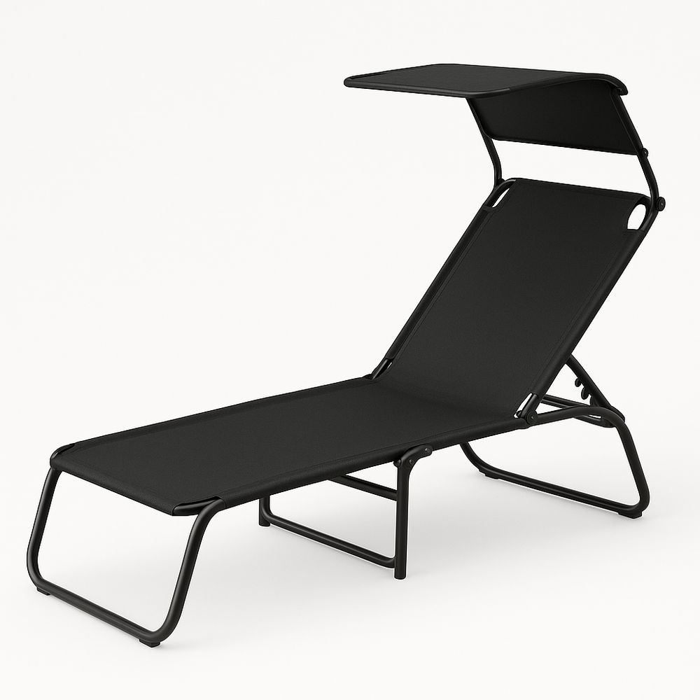 Sonnenliege schwarz Aluminium Textilene verstellbar 200x58x30cm-Casabrillia