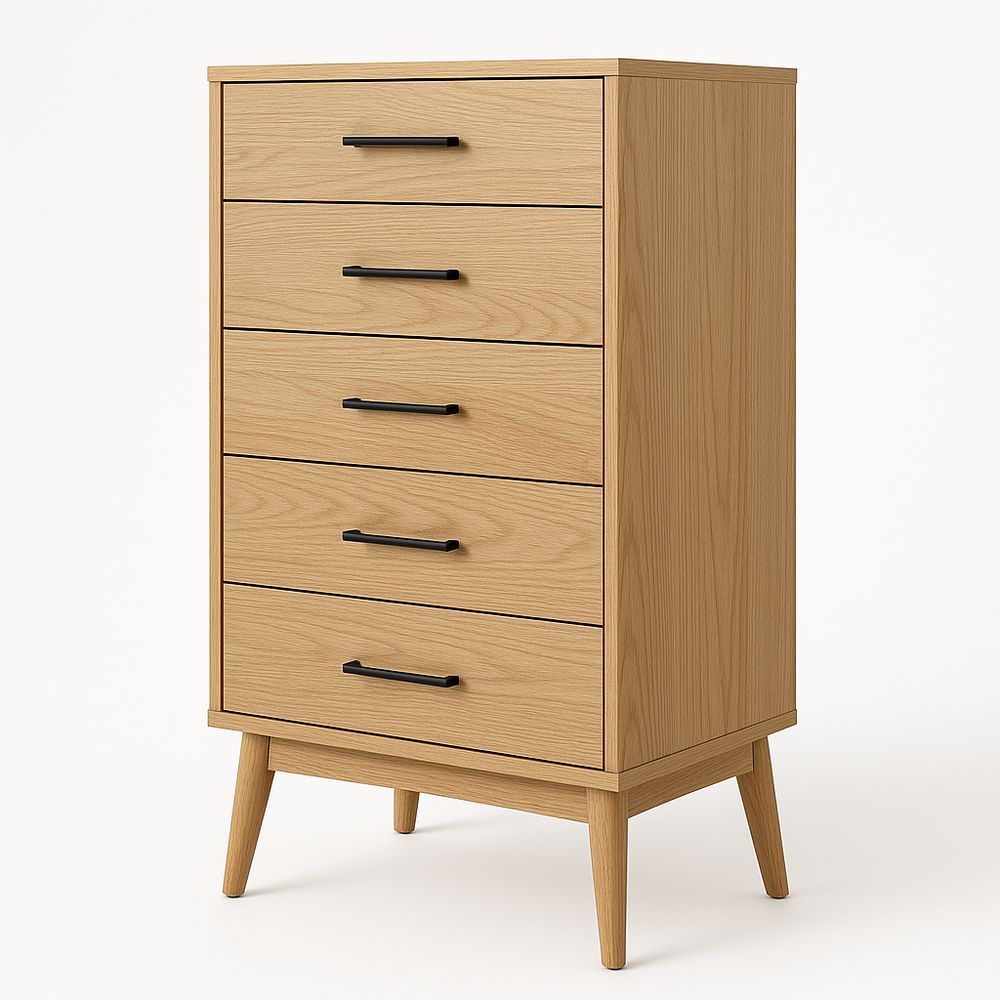 Kommode mit 5 Schubladen Holzwerkstoff Natur 120cm Höhe-Casabrillia