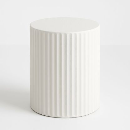 Runder Beistelltisch Zylinderform Weiß Keramik 40 cm-Casabrillia