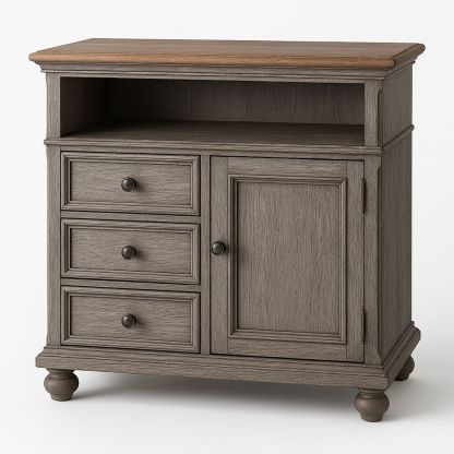 Nachttisch mit drei Schubladen und einer Tür Holz Grau/Braun-Casabrillia