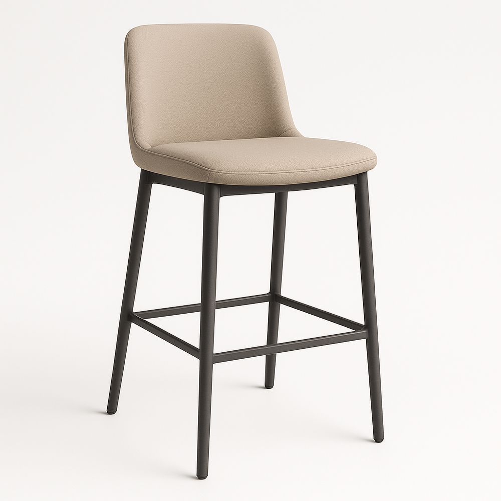 Barhocker Beige Stoff Metallrahmen 100cm-Casabrillia