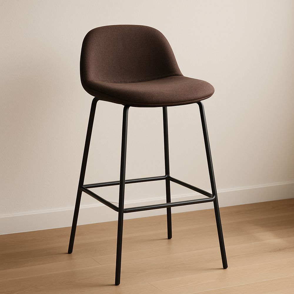 Barhocker Braun Stoff Metall Schwarz 105cm Sitzhöhe 75cm-Casabrillia