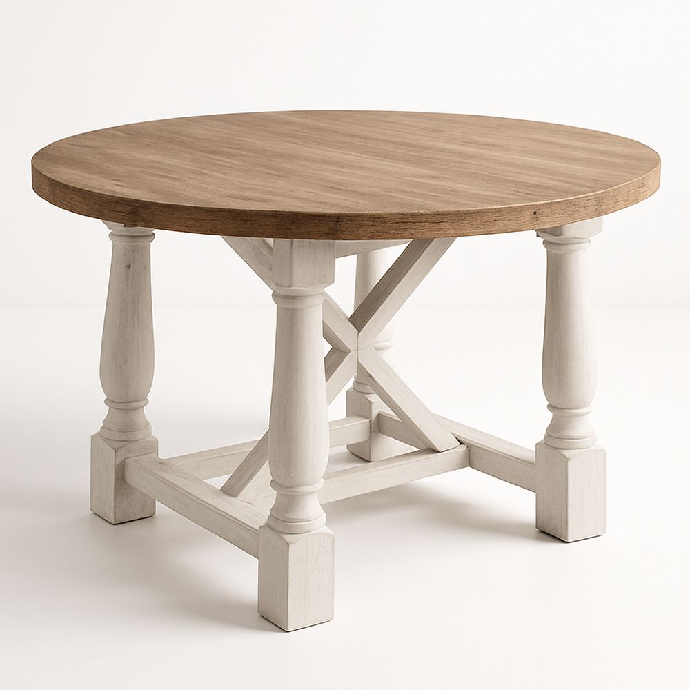 Runder Esstisch Holztisch Weiß Massivholz Tischplatte Ø120cm-Casabrillia