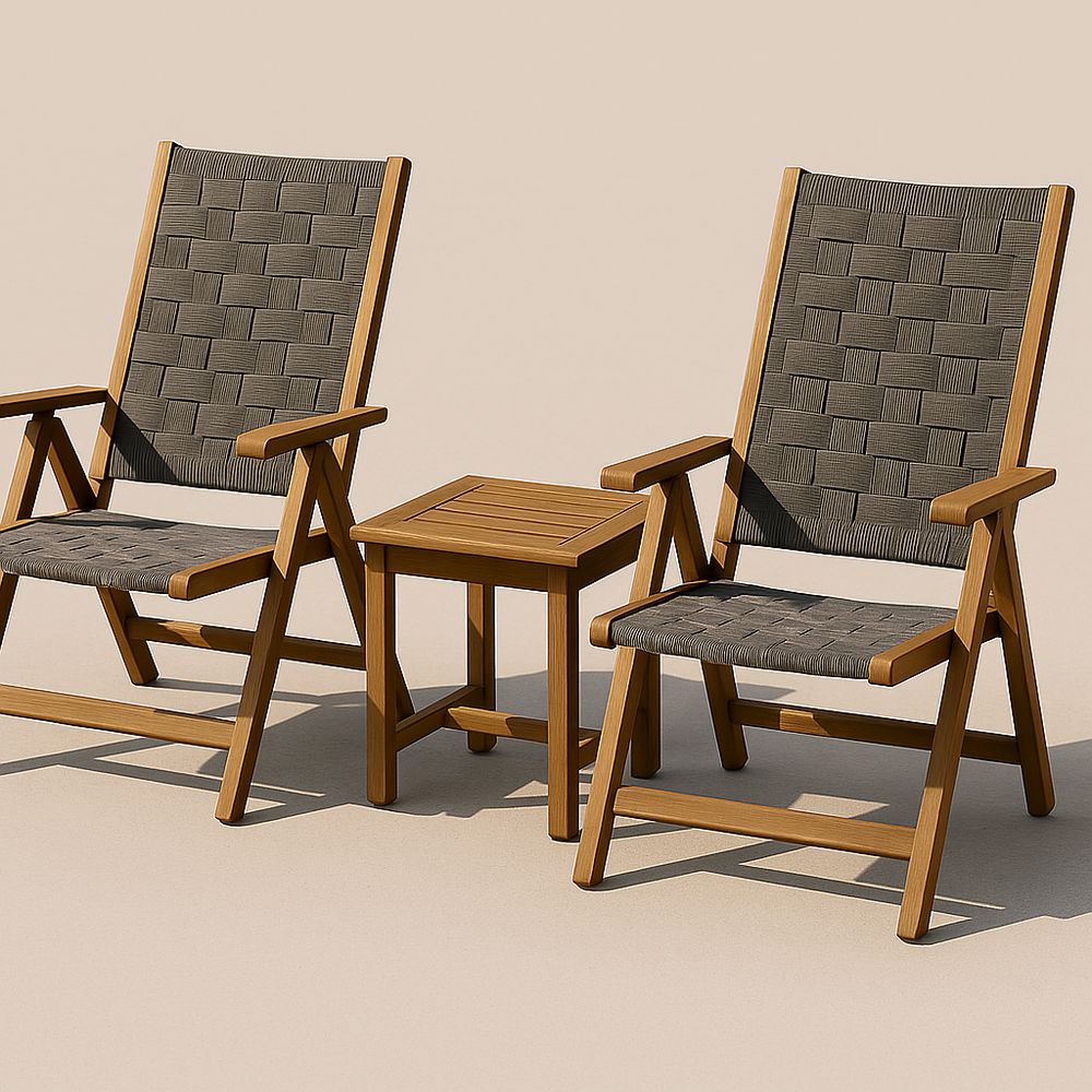 Gartenmöbel Set Klappstühle Akazienholz Polyestergeflecht Braun 68x60x110 cm-Casabrillia