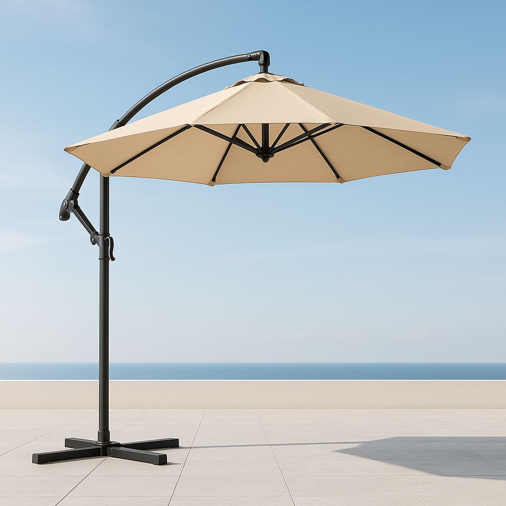 Gartensonnenschirm rund Beige Polyester Metall 300cm-Casabrillia