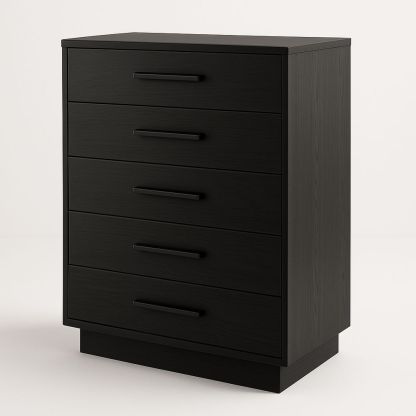 Schwarze Kommode mit 5 Schubladen aus MDF 90x70x40 cm-Casabrillia