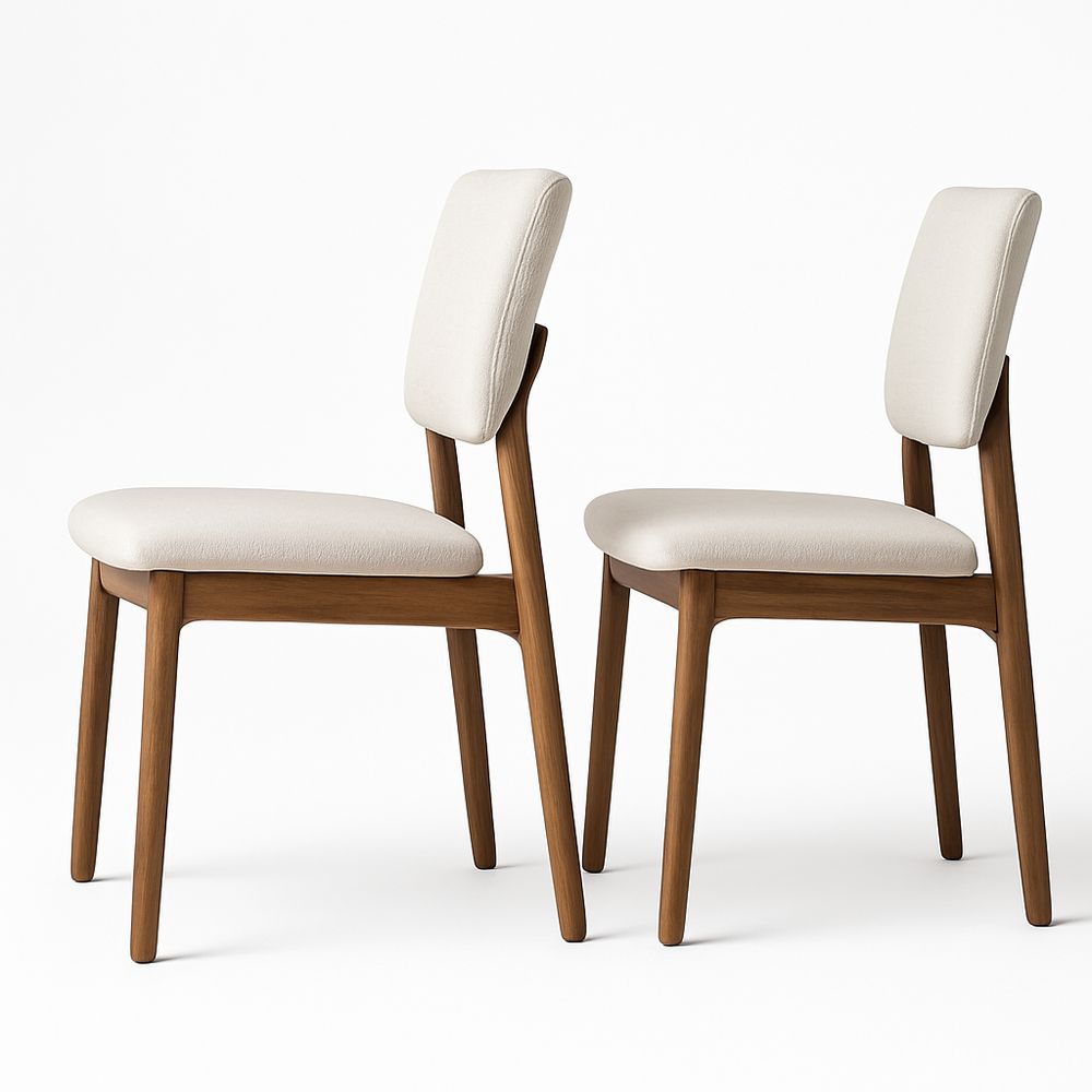 Esszimmerstuhl Set aus Holz mit Stoffpolsterung Beige/Braun 45cm Sitzhöhe-Casabrillia