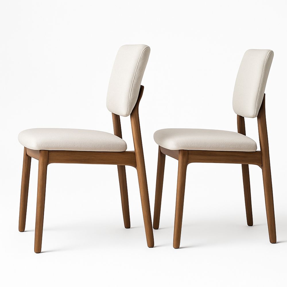 Esszimmerstuhl Set aus Holz mit Stoffpolsterung Beige/Braun 45cm Sitzhöhe-Casabrillia