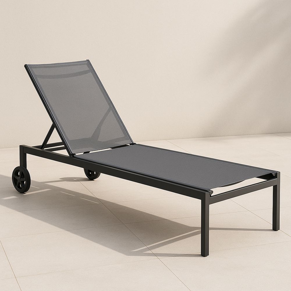 Gartenliege Aluminium Textilene Schwarz 200x65x35 cm-Casabrillia