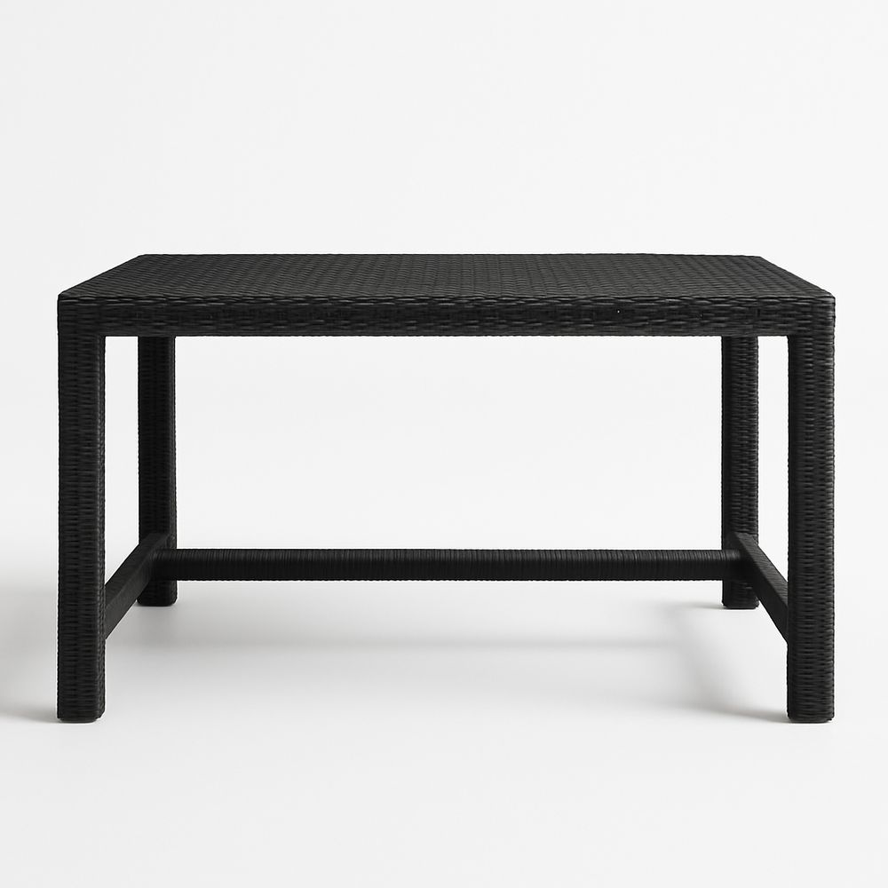 Rechteckiger Gartentisch Schwarz Polyethylen Rattan Aluminiumrahmen 120x60x75 cm-Casabrillia