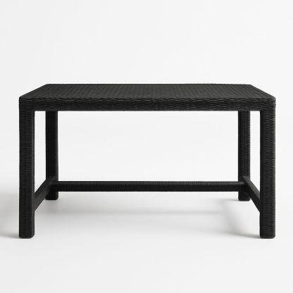 Rechteckiger Gartentisch Schwarz Polyethylen Rattan Aluminiumrahmen 120x60x75 cm-Casabrillia