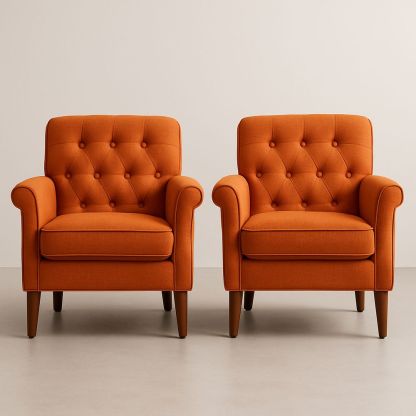 2er-Set Sessel Stoff Orange Holz 80x85x90 cm-Casabrillia