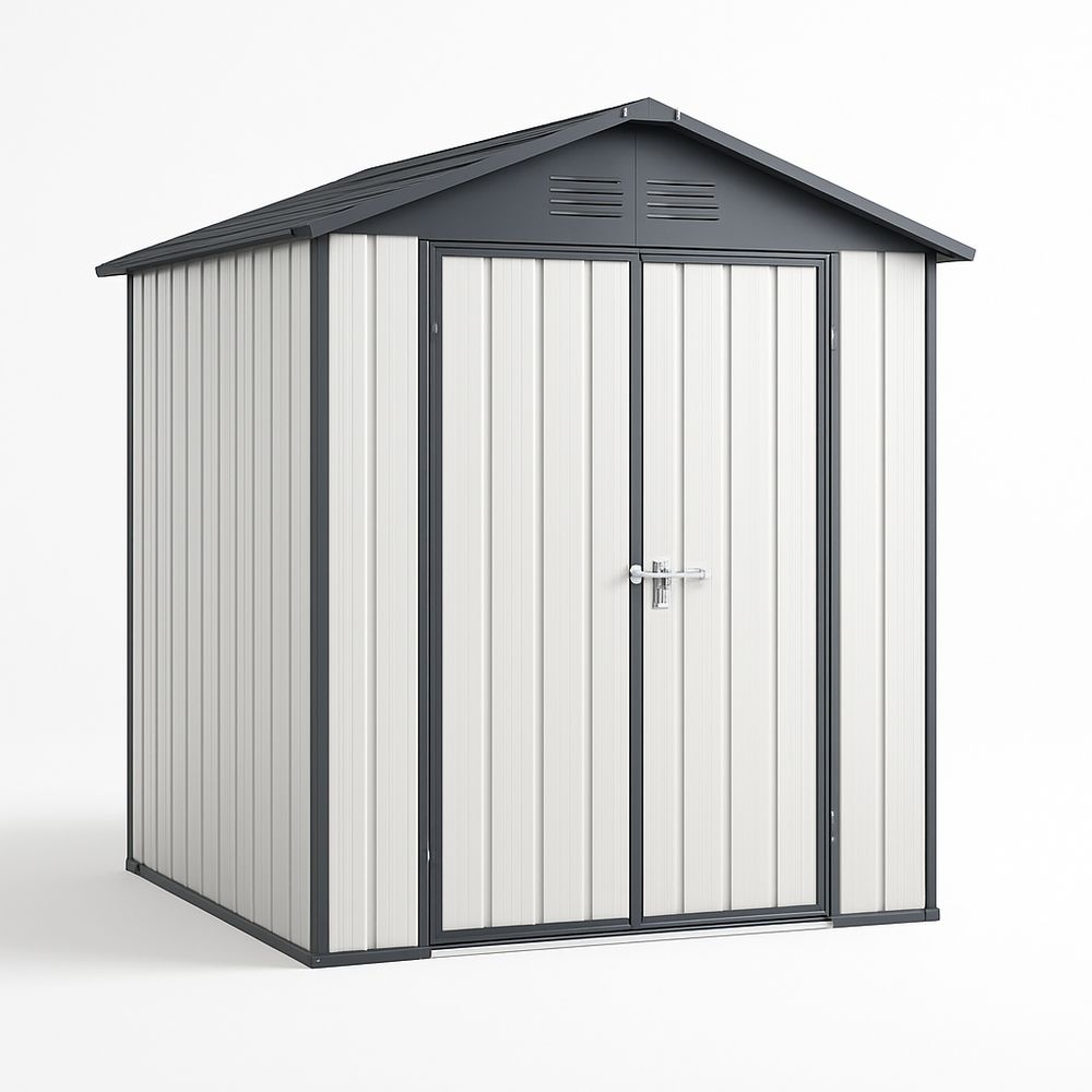 Metall Geräteschuppen 213 cm x 130 cm x 173 cm Grau/Weiß Stahlblech Gartenhaus-Casabrillia