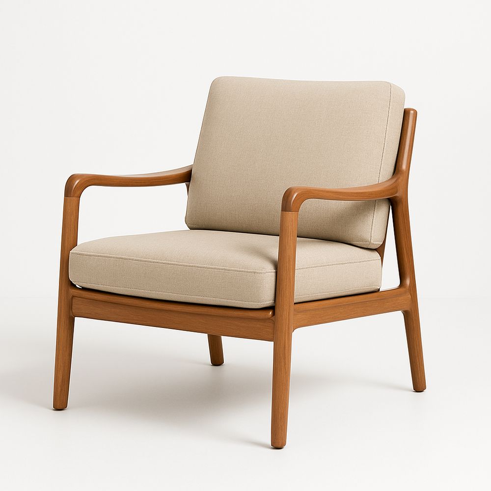 Sessel Holz Leinen Beige 75x80x85cm-Casabrillia