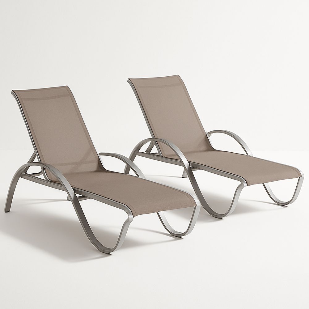 Set 2x Sonnenliege Aluminium Taupe 200 cm Textilene-Casabrillia