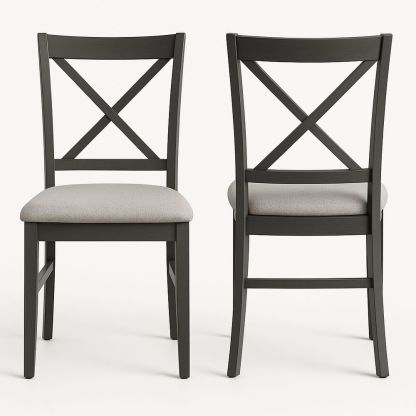 Esszimmerstuhl Set 2-Stück Schwarz Massivholz X-Rücken 46x99x55cm-Casabrillia