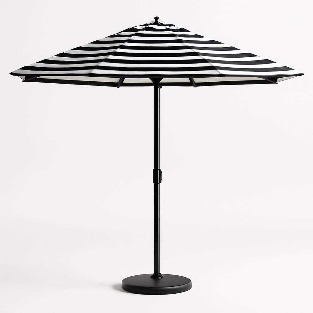 Garten Sonnenschirm Schwarz/Weiß Streifen Polyester Rund 300cm-Casabrillia