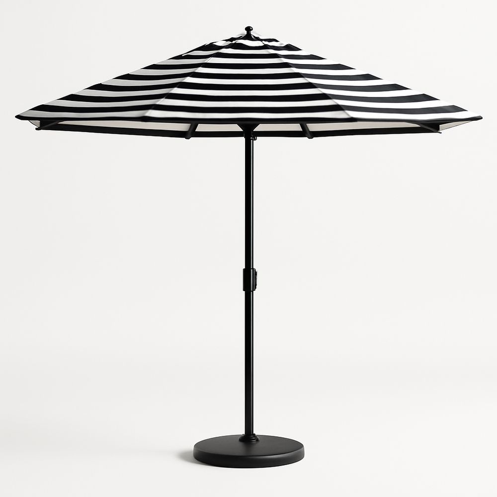 Garten Sonnenschirm Schwarz/Weiß Streifen Polyester Rund 300cm-Casabrillia