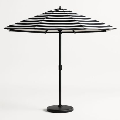 Garten Sonnenschirm Schwarz/Weiß Streifen Polyester Rund 300cm-Casabrillia