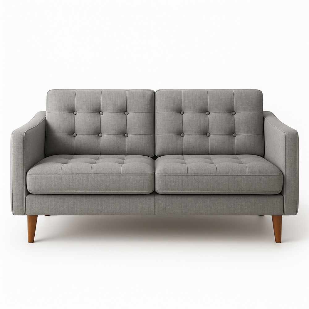 2-Sitzer Sofa Stoff Grau Rechteck Modern mit Holzbeinen-Casabrillia